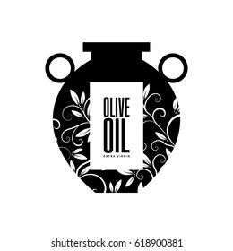 Organic natural oil jug logo concept isolated on white background. Exceptional extra virgin olive oil pitcher elegant emblem. Exclusive sign vector illustration. Premium quality artwork icon design.