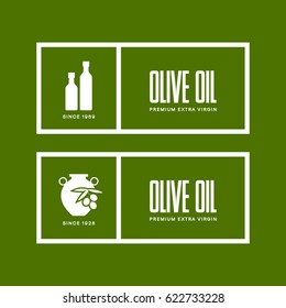 Organic natural oil jug logo concept isolated on green background. Exceptional extra virgin olive oil pitcher elegant emblem. Exclusive sign vector illustration. Premium quality bottle icon design.