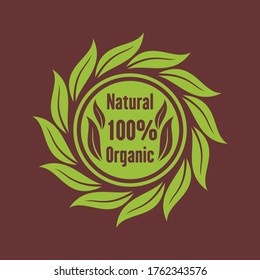 Organic and Natural product Badge, Label, Poster or Logo design template. Vector illustration