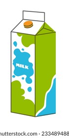 Organic natural product from farm, isolated carton of milk. Tasty ingredients for cooking and keeping diet, nourishment and nutrition. Buying from ecological shop or store. Vector in flat style