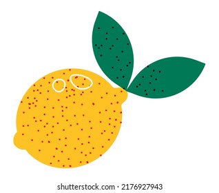 Organic and natural products, isolated lemon with leaf. Tasty summer season ingredient for detox, healthy dieting and nutrition. Antioxidants and vitamins in zest of citron. Vector in flat style