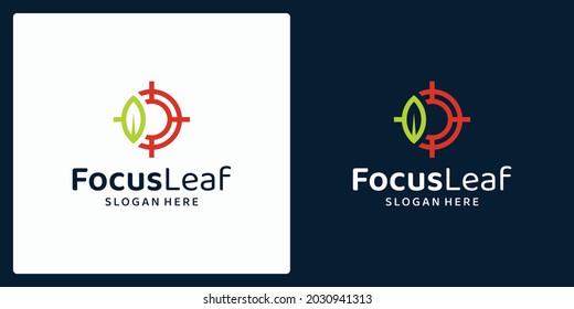 Organic natural products logo with leaves and aim logo. vector premium.