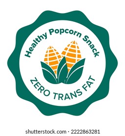 Organic and natural products, non GMO popcorn kernels, snack or ingredient for cooking and preparing food. Tasty alternatives, balanced dieting and nourishment. Label or emblem. Vector in flat style