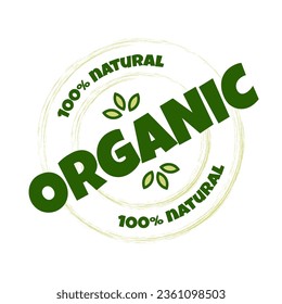 Organic and natural products sticker, label, badge and logo. Ecology, Eco, bio, icon. Logo template with green leaves for organic and eco friendly products. Vector illustration