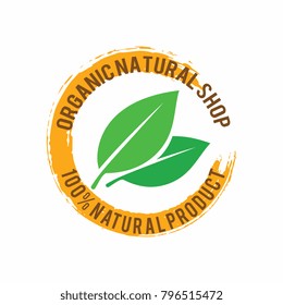 Organic natural shop logo template.