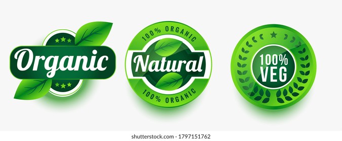 Organic Natural Veg Product Labels Set Design