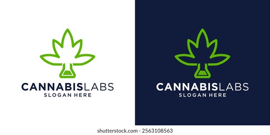 Organic, nature, green, logo, natural, health, medical, cannabis, symbol, icon, plant, sign, leaf, lab, oil, medicine, lab vector template.