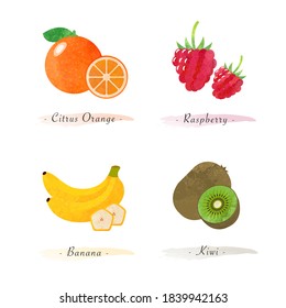 Organic nature healthy food fruit citus orange raspberry banana kiwi