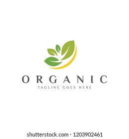 organic nature with leaf concept logo icon vector template