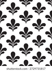 Patrón orgánico de la naturaleza en blanco y negro con pergaminos de hojas artísticas