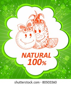 organic nature poster with hand-drawn illustration of flower and beach