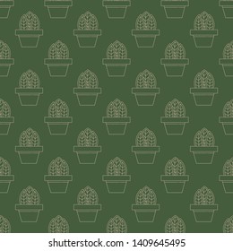 Organic nature seamless pattern in outline style. Vector illustration.