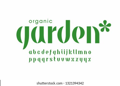 Organic Nature Style Font Design, Alphabet Letters Vector Illustration