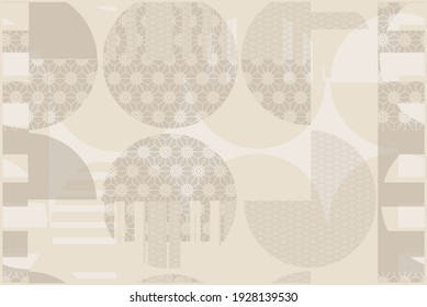 Organic neutral textures, Watercolour collage print Japan folk pattern. Organic textile. Japanese natural texture. Indigo batik.