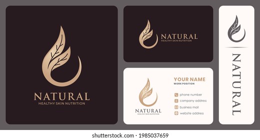 organic oil logo design for beauty product or healthy oil.