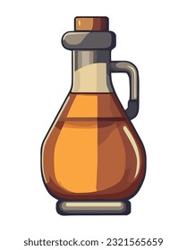 Organic olive oil in glass flask icon icon isolated