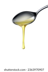 Organic olive oil poured from spoon