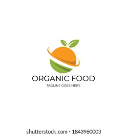 organic orange food logo template