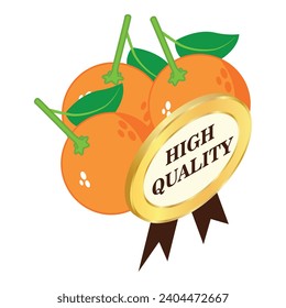 Organic orange icon isometric vector. Fresh ripe orange and high quality sign. Quality concept, food, exotic fruit