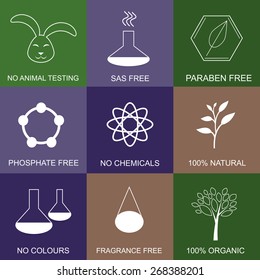 Organic outline icons for products and cosmetics.