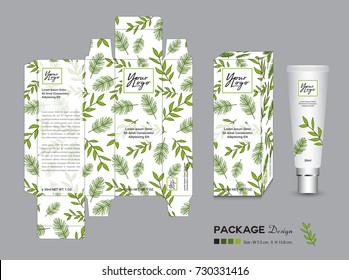 organic packaging Template Vector Illustration. Package tags. healthy products, Cream layout. beauty. Fresh ecological. nature box. green tea, Body care, spa, lotion, Realistic bottle mock up. label.