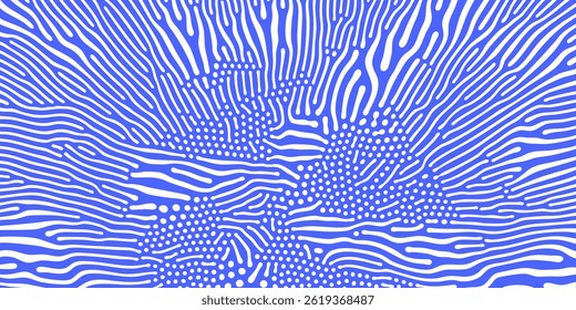 Organic pattern background with abstract blue zebra texture. Vector organic pattern background with blue wavy diffusion pattern lines