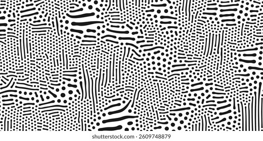 Organic pattern background with abstract diffusion reaction texture. Vector organic pattern background with black white wavy diffusion pattern lines
