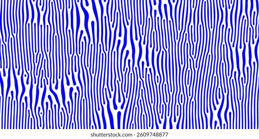 Organic pattern background with abstract irregular zebra lines texture. Vector organic pattern background with blue wavy irregular diffusion pattern lines