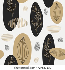 Organic pattern with gold and black element. Vector illustration