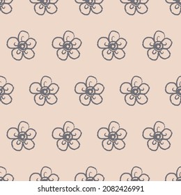 Organische Muster graue Blume auf zartem rosa nahtlosem Muster, Stoffdesign und Verpackung, Vektorgrafik