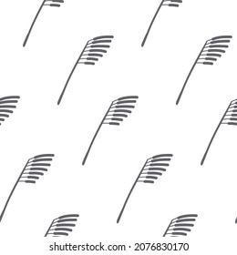 Organic pattern gray reed on white seamless pattern, textile design and packaging vector illustration