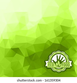 organic pattern healthy background label logo health style life food retro vintage styled bio eco sticker of healthy healthful natural farm fresh nourishment on green triangles creative scene pattern