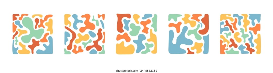 Organic pattern set. Square blob element. Vector illustration.
