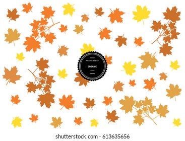 Organic patterns for background and stickers with logos. Maple Leaf. Vector packaging design elements and templates.