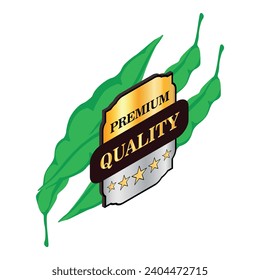 Organic peas icon isometric vector. Fresh green pea pod and premium quality sign. Quality concept, food, organic product