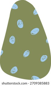 Organic pebble shape with scattered oval marks in flat line style. Abstract blob form bearing swirl dots and smooth contour, clean outline. Cartoon vector illustration