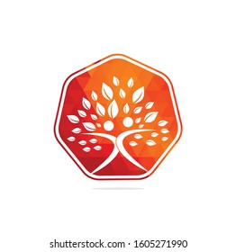 organic people logo. people tree logo vector template. healthy person people logo. human character icon nature care symbol. Human tree logo.