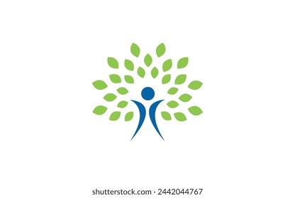 organic people logo people logo tree logo vector logo template. healthy person people tree eco and bio icon human character icon nature care symbol Pro Vector