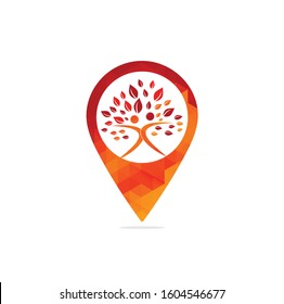 organic people map pin concept logo. people tree logo vector template. healthy person people logo. human character icon nature care symbol. Human tree logo.