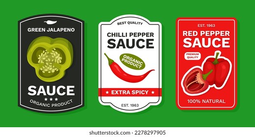 Organic Pepper Label Design with Savory Vegetable and Condiment Vector Template