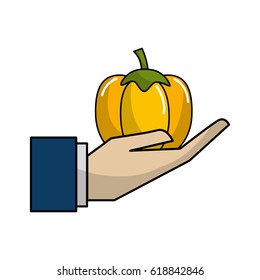 organic pepper vegetable in the hand icon