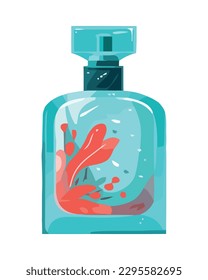 Organic perfume blue bottle icon isolated