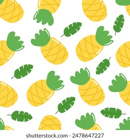 Organic Pineaple fruits seamless pattern