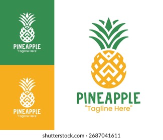 An organic pineapple logo design suitable for juice bars, tropical cafes, and wellness product identity.