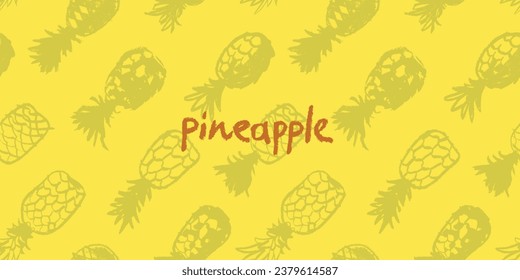 Organic pineapple pattern in vector. Ananas seamless background. Pineapple drawings. Botanical ornament. South America fruits. Tropical plant decoration.