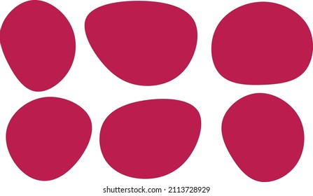 Organic Pink blobs irregular shape. Abstract fluid shapes vector set, simple water forms.