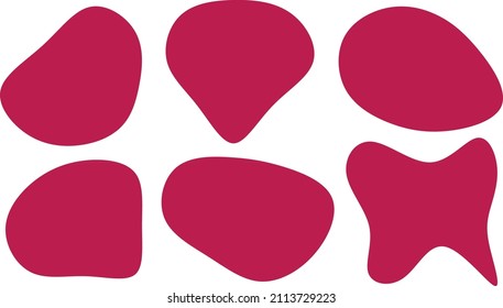 Forma irregular de los manchas rosadas orgánicas. Resumen de formas de fluido conjunto vectorial, formas de agua simples.