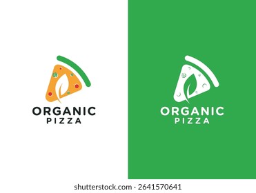 organic pizza logo for health. low fat pizza logo with vegetables	