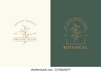 Organic Plant Floral and Botanical Feminine Logo Collection. Elegant vector Template for florist, hand drawn beauty, organic cosmetics, spa, salon, photography, boutique, wedding.