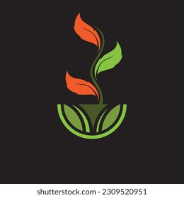 organic plants for health on black background,go green